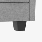Divano a L in tessuto blu / grigio / beige con pouf, 3 posti