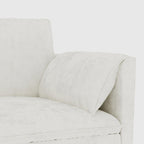 Divano a L in tessuto blu / grigio / beige con pouf, 3 posti
