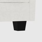 Divano a L in tessuto blu / grigio / beige con pouf, 3 posti