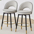 Set di 2 Sgabelli da Bar Girevoli Grigio/Nero, con Cuscino in PU, Gambe in Metallo
