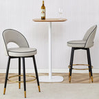 Set di 2 Sgabelli da Bar Girevoli Grigio/Nero, con Cuscino in PU, Gambe in Metallo