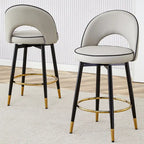 Set di 2 Sgabelli da Bar Girevoli Grigio/Nero, con Cuscino in PU, Gambe in Metallo