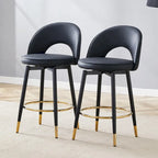 Set di 2 Sgabelli da Bar Girevoli Grigio/Nero, con Cuscino in PU, Gambe in Metallo