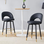 Set di 2 Sgabelli da Bar Girevoli Grigio/Nero, con Cuscino in PU, Gambe in Metallo