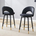 Set di 2 Sgabelli da Bar Girevoli Grigio/Nero, con Cuscino in PU, Gambe in Metallo