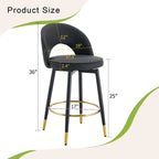 Set di 2 Sgabelli da Bar Girevoli Grigio/Nero, con Cuscino in PU, Gambe in Metallo