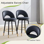 Set di 2 Sgabelli da Bar Girevoli Grigio/Nero, con Cuscino in PU, Gambe in Metallo