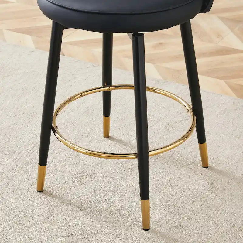 Set di 2 Sgabelli da Bar Girevoli Grigio/Nero, con Cuscino in PU, Gambe in Metallo