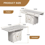Isola cucina pieghevole e mobile con piano in marmo bianco e contenitore, posti a sedere per 4-6 persone