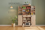 Mobile contenitore a 4 ante con scanalature, altezza 183 cm, bianco / rovere naturale / verde militare