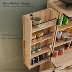 Mobile contenitore a 4 ante con scanalature, altezza 183 cm, bianco / rovere naturale / verde militare