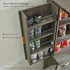 Mobile contenitore a 4 ante con scanalature, altezza 183 cm, bianco / rovere naturale / verde militare