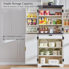Mobile contenitore a 4 ante con scanalature, altezza 183 cm, bianco / rovere naturale / verde militare