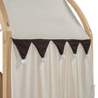 Letto per bambini in legno Naturale/Bianco/Grigio, letto a baldacchino ad arco con tenda e lavagna, per 1 bambino