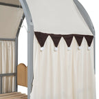 Letto per bambini in legno Naturale/Bianco/Grigio, letto a baldacchino ad arco con tenda e lavagna, per 1 bambino