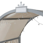 Letto per bambini in legno Naturale/Bianco/Grigio, letto a baldacchino ad arco con tenda e lavagna, per 1 bambino