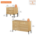 Set Camera da Letto Scanalato in Rovere 3 Pezzi – Cassettiera a 6 Cassetti e 2 Comodini (per 1–2 Persone)