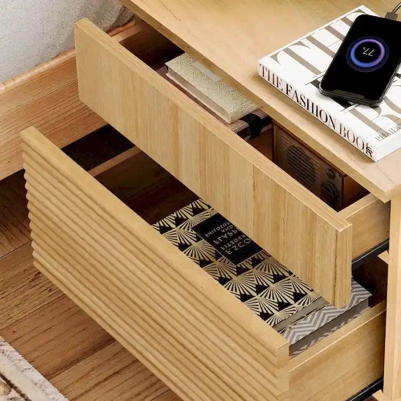Set Camera da Letto Scanalato in Rovere 3 Pezzi – Cassettiera a 6 Cassetti e 2 Comodini (per 1–2 Persone)