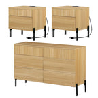 Set Camera da Letto Scanalato in Rovere 3 Pezzi – Cassettiera a 6 Cassetti e 2 Comodini (per 1–2 Persone)
