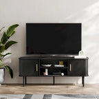 Mobile TV con ante scorrevoli a serrandina, colore nero/marrone, larghezza 120 o 150 cm, per TV fino a 55", montaggio 1-2 persone