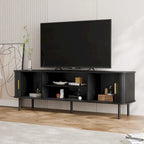 Mobile TV con ante scorrevoli a serrandina, colore nero/marrone, larghezza 120 o 150 cm, per TV fino a 55", montaggio 1-2 persone