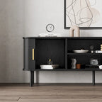 Mobile TV con ante scorrevoli a serrandina, colore nero/marrone, larghezza 120 o 150 cm, per TV fino a 55", montaggio 1-2 persone