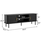 Mobile TV con ante scorrevoli a serrandina, colore nero/marrone, larghezza 120 o 150 cm, per TV fino a 55", montaggio 1-2 persone