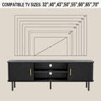 Mobile TV con ante scorrevoli a serrandina, colore nero/marrone, larghezza 120 o 150 cm, per TV fino a 55", montaggio 1-2 persone