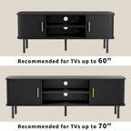 Mobile TV con ante scorrevoli a serrandina, colore nero/marrone, larghezza 120 o 150 cm, per TV fino a 55", montaggio 1-2 persone