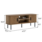 Mobile TV con ante scorrevoli a serrandina, colore nero/marrone, larghezza 120 o 150 cm, per TV fino a 55", montaggio 1-2 persone