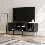 Mobile TV con ante scorrevoli a serrandina, colore nero/marrone, larghezza 120 o 150 cm, per TV fino a 55", montaggio 1-2 persone