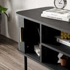 Mobile TV con ante scorrevoli a serrandina, colore nero/marrone, larghezza 120 o 150 cm, per TV fino a 55", montaggio 1-2 persone