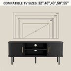 Mobile TV con ante scorrevoli a serrandina, colore nero/marrone, larghezza 120 o 150 cm, per TV fino a 55", montaggio 1-2 persone