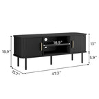 Mobile TV con ante scorrevoli a serrandina, colore nero/marrone, larghezza 120 o 150 cm, per TV fino a 55", montaggio 1-2 persone