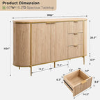 60  Modern Fluted Buffet Cabinet, Buffet Table, Coffee/Wine Bar