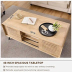 Tavolino da Caffè Sollevabile Anticato Bianco / Rovere Naturale, Stile Mid-Century, 1–2 Persone