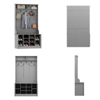 Albero da ingresso 4 in 1, appendiabiti e panca portascarpe, singolo, bianco/marrone/grigio/nero