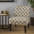 Poltrona d'Appoggio con Motivo Ikat Blu/Giallo e Scacchi, Gambe Nero Opaco, 1 Posto