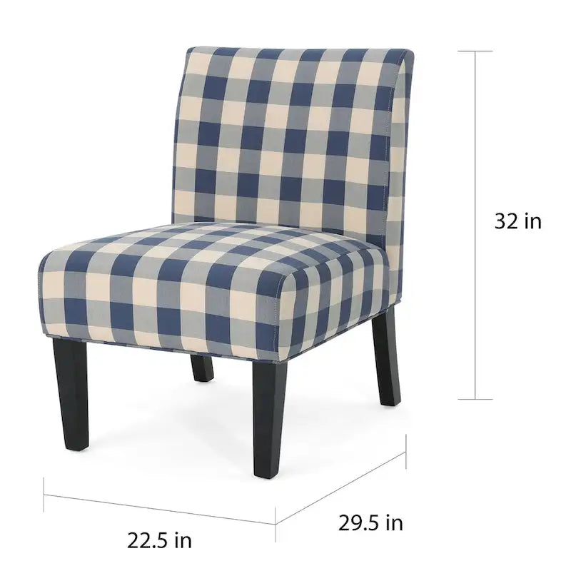 Poltrona d'Appoggio con Motivo Ikat Blu/Giallo e Scacchi, Gambe Nero Opaco, 1 Posto