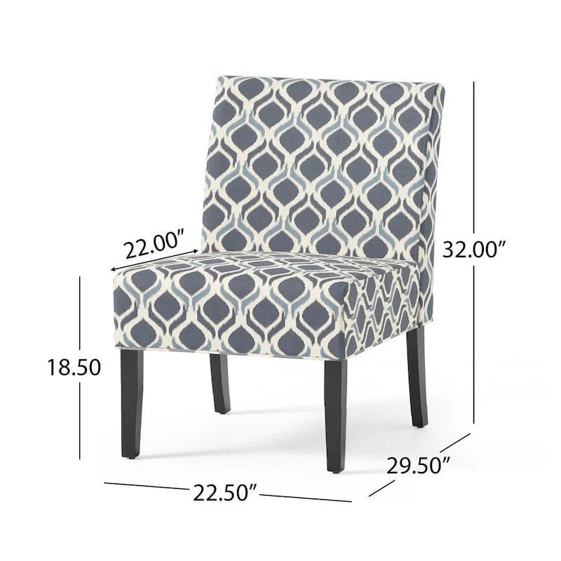 Poltrona d'Appoggio con Motivo Ikat Blu/Giallo e Scacchi, Gambe Nero Opaco, 1 Posto