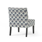 Poltrona d'Appoggio con Motivo Ikat Blu/Giallo e Scacchi, Gambe Nero Opaco, 1 Posto