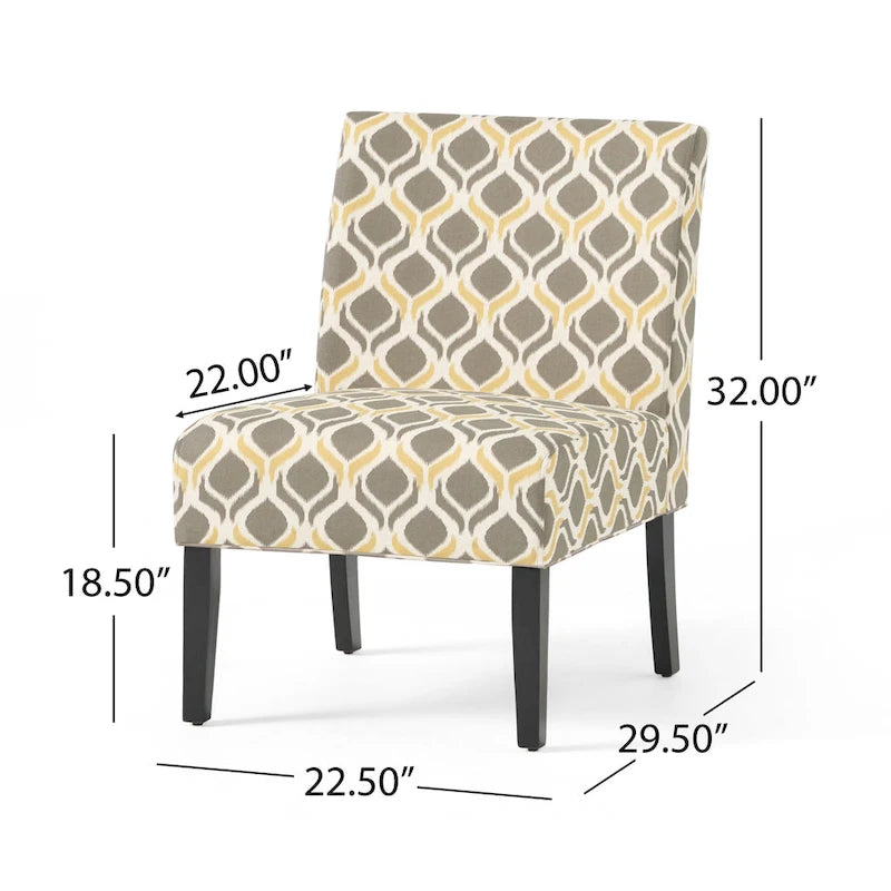 Poltrona d'Appoggio con Motivo Ikat Blu/Giallo e Scacchi, Gambe Nero Opaco, 1 Posto
