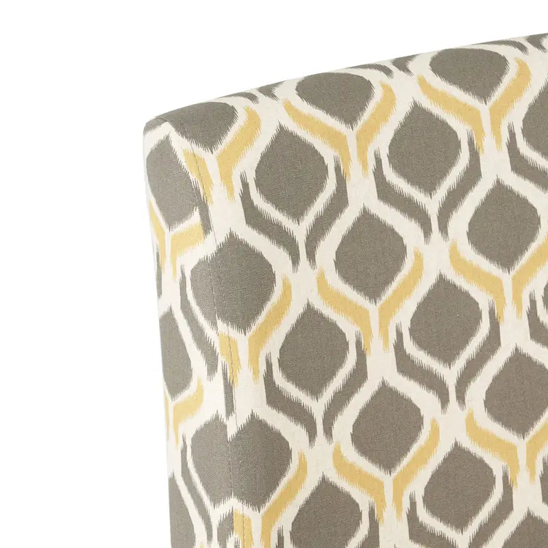Poltrona d'Appoggio con Motivo Ikat Blu/Giallo e Scacchi, Gambe Nero Opaco, 1 Posto