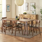 Set da pranzo mid-century moderno in noce e marrone scuro, 6 posti