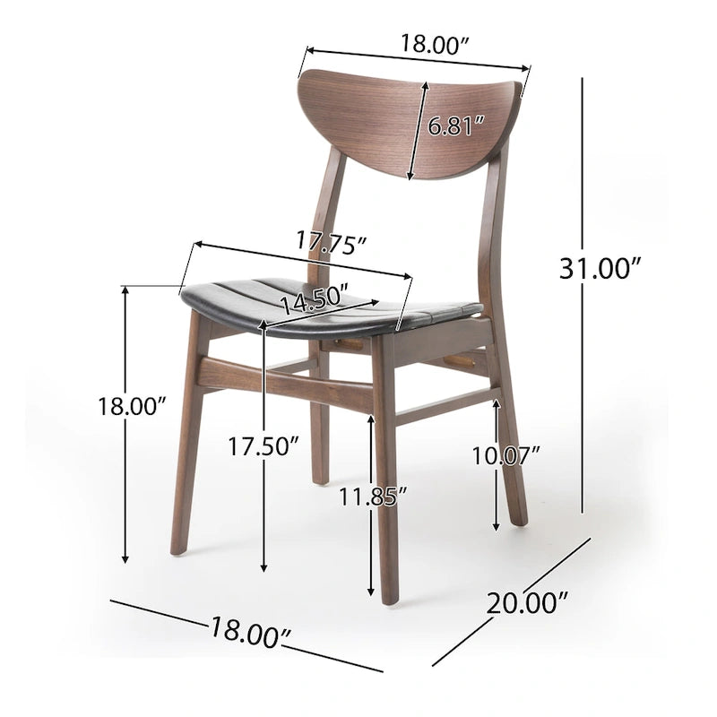 Set da pranzo mid-century moderno in noce e marrone scuro, 6 posti