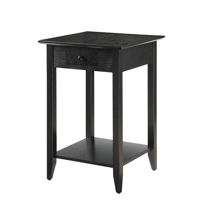 Tavolino con un cassetto e ripiano inferiore | Nero / Espresso / Ciliegio / Grigio / Legno invecchiato / Bianco | Per 1