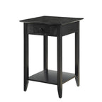 Tavolino con un cassetto e ripiano inferiore | Nero / Espresso / Ciliegio / Grigio / Legno invecchiato / Bianco | Per 1