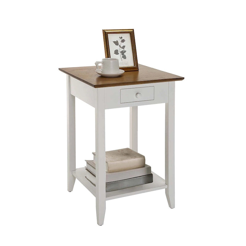 Tavolino con un cassetto e ripiano inferiore | Nero / Espresso / Ciliegio / Grigio / Legno invecchiato / Bianco | Per 1
