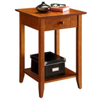 Tavolino con un cassetto e ripiano inferiore | Nero / Espresso / Ciliegio / Grigio / Legno invecchiato / Bianco | Per 1
