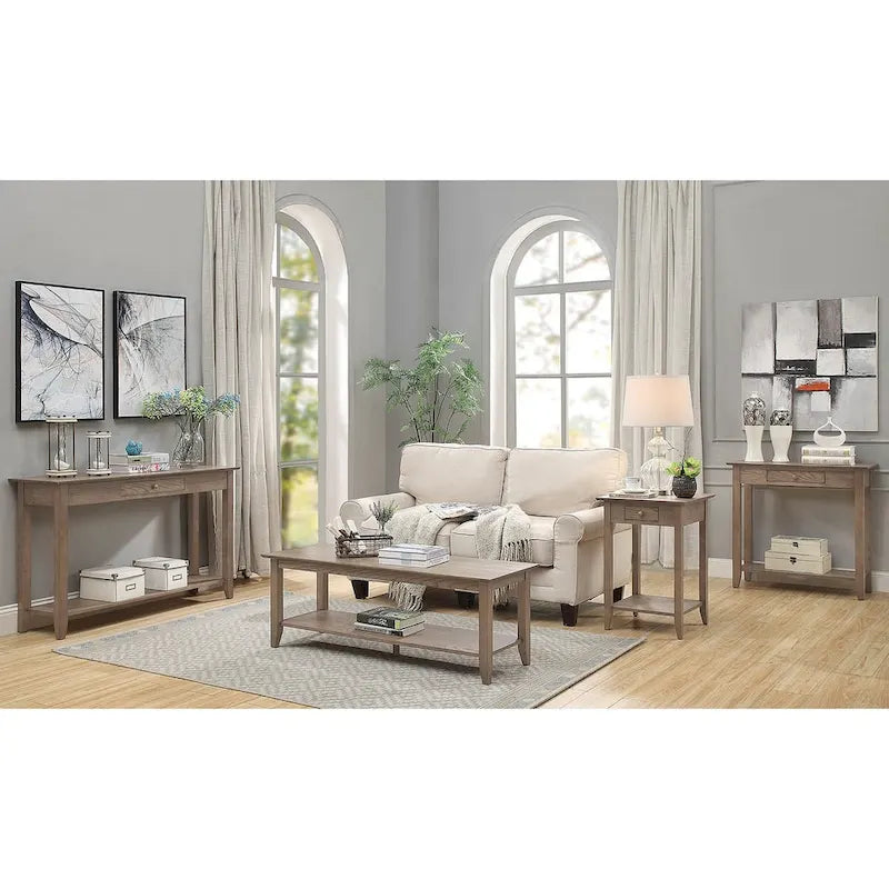 Tavolino con un cassetto e ripiano inferiore | Nero / Espresso / Ciliegio / Grigio / Legno invecchiato / Bianco | Per 1